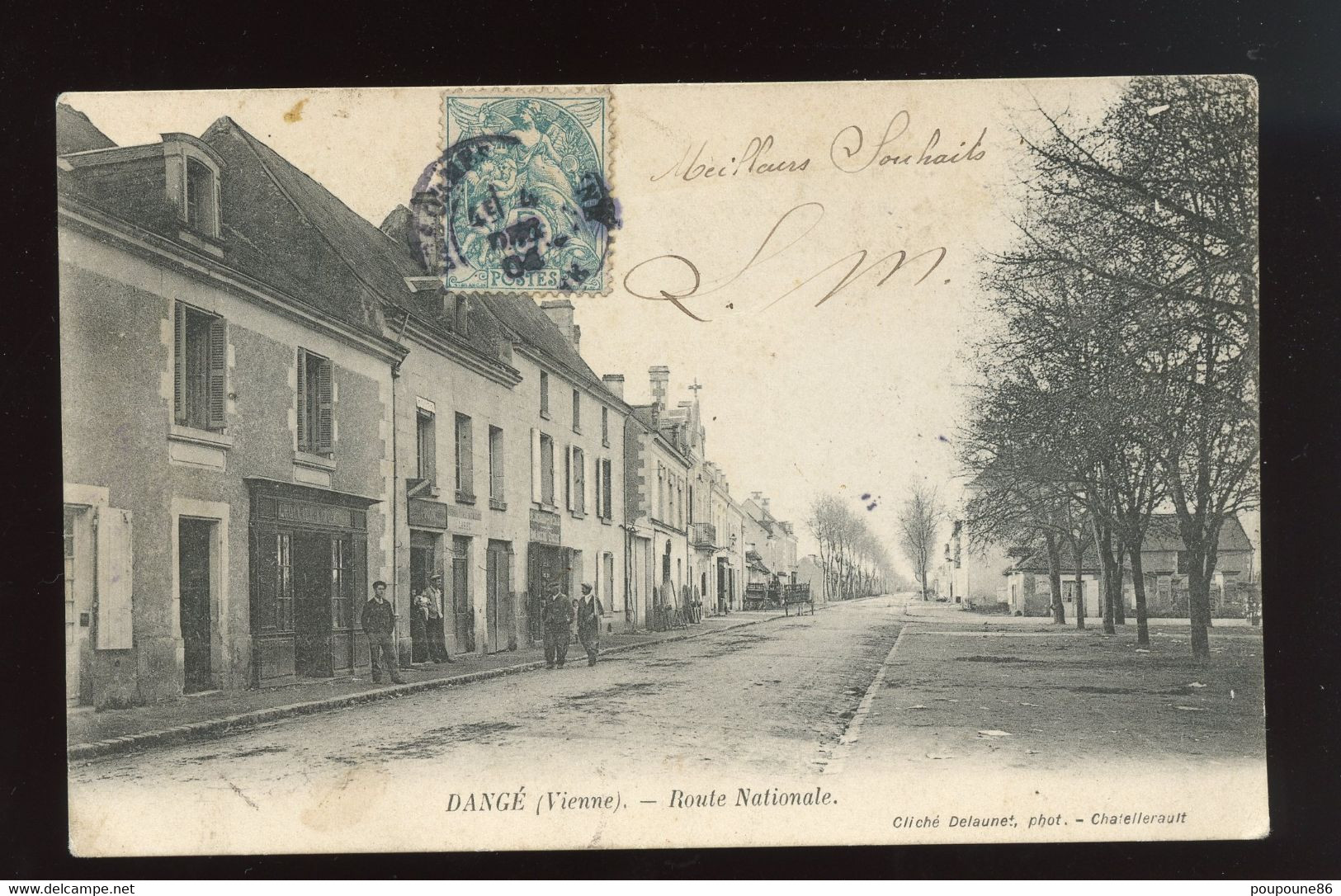 86  CPA  DANGE - ROUTE NATIONALE - ANIMATION - JOLIE CARTE TIMBREE 1904 - Dange Saint Romain