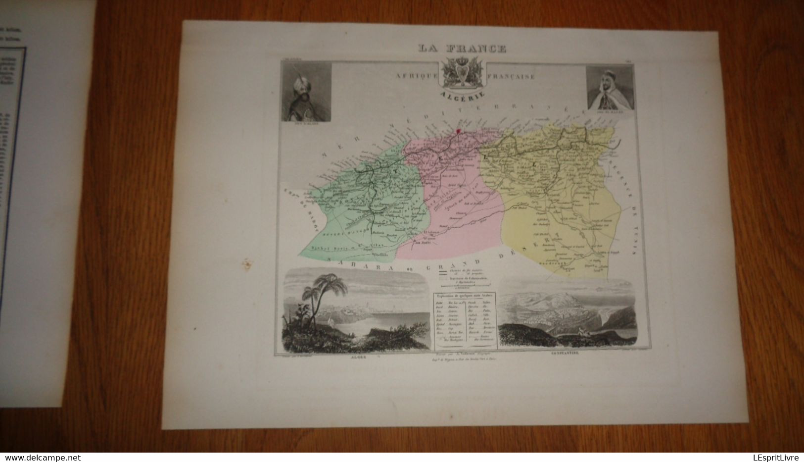 ALGERIE Colonie France Carte Géographique Issue De L'Atlas Migeon 1882 Descriptif Géographie Cartographie - Landkarten