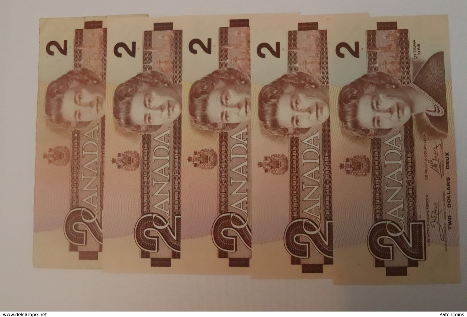 5 Bills Of 2 Dollars 1986 Canada - Sonstige – Amerika