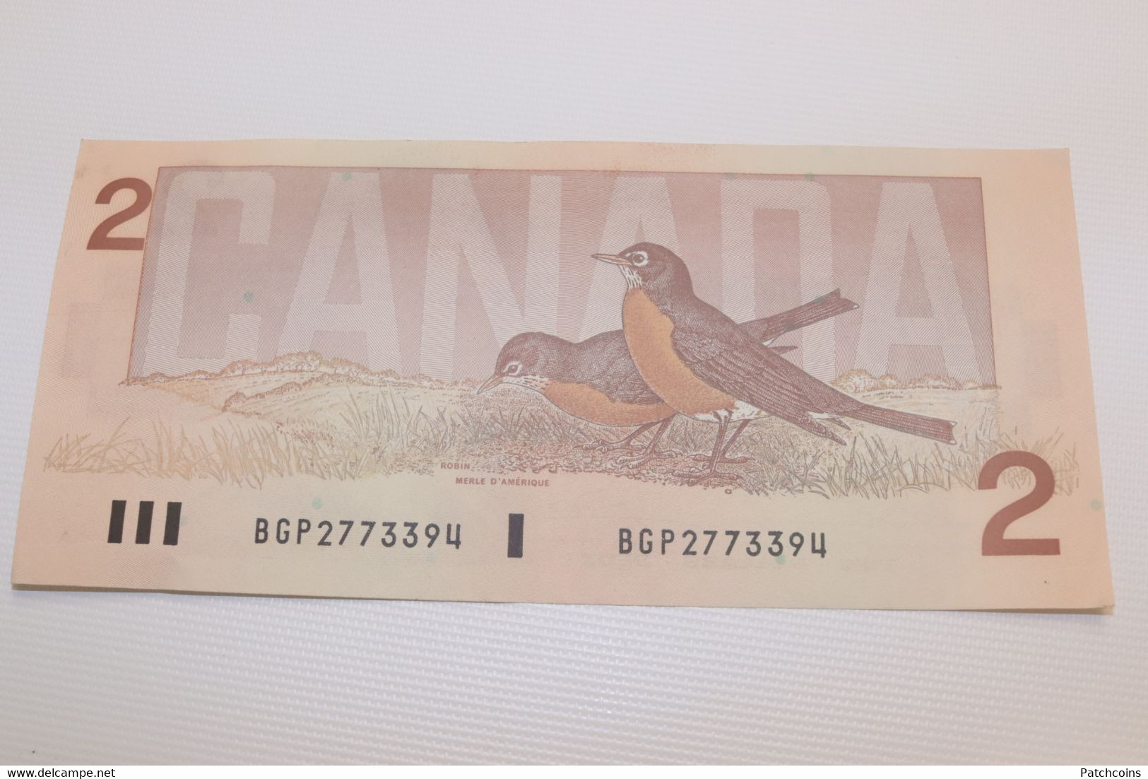 5 bills of 2 dollars 1986 canada