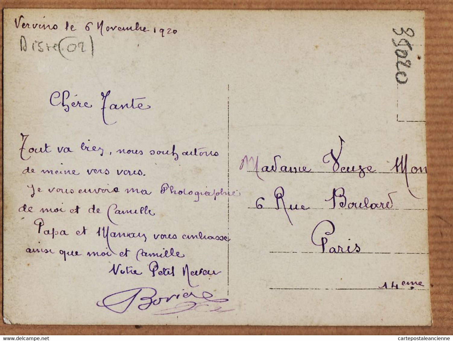 X02117 ⭐ Carte-Photo VERVINS Aisne  6 Novembre 1920 " Photographie De Moi Et De Camille " En Vélo ( ! Voir Description - Vervins