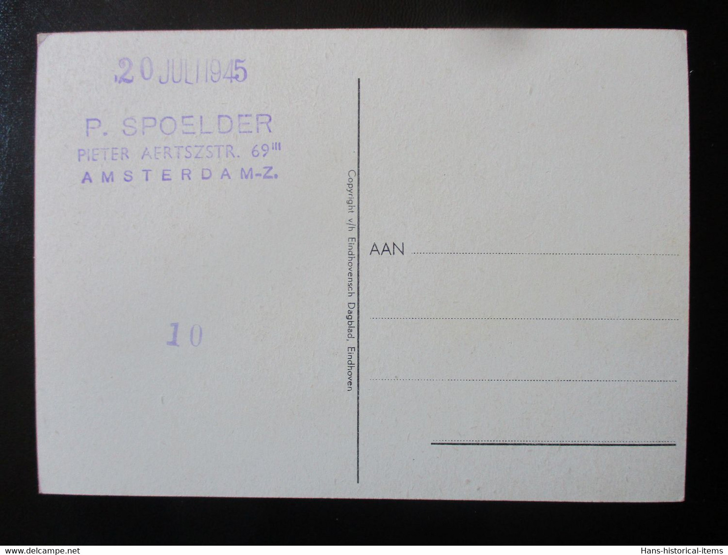 Anti-NS Postkarte Niederlande 1945 Von Smits - Goebbels - Guerra 1939-45