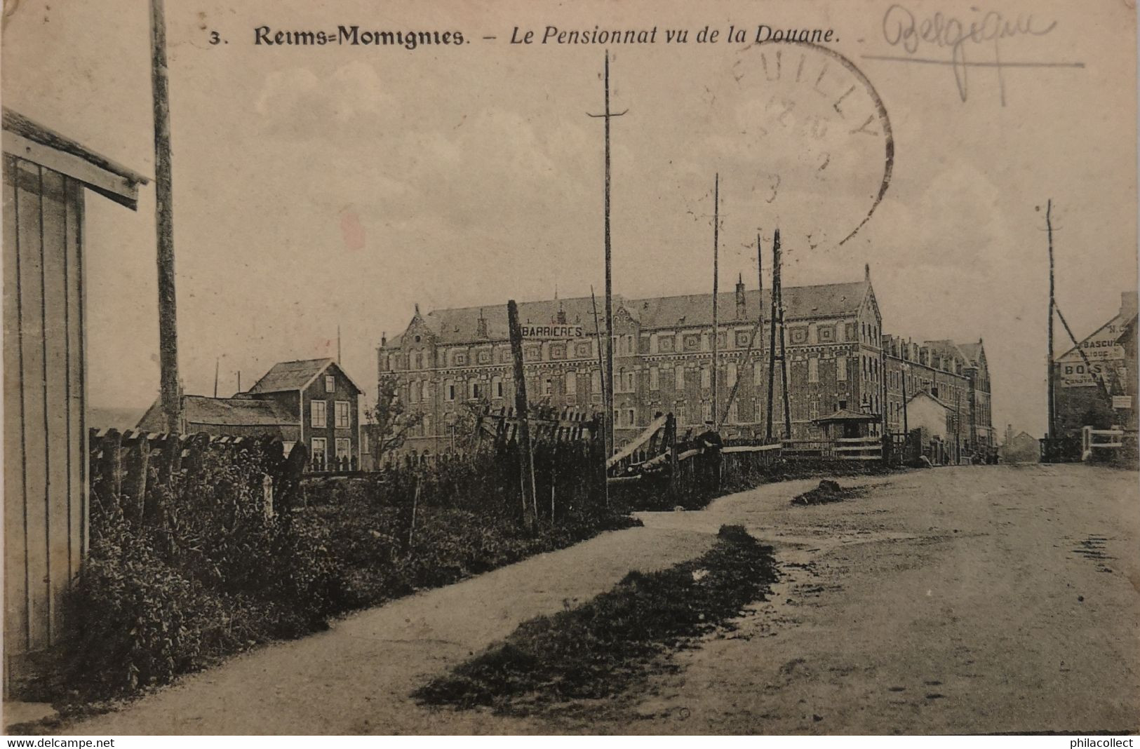 Momignies - Belgique (Reims - Momignies) Le Pensionnat Vu De La Douane 191? - Momignies