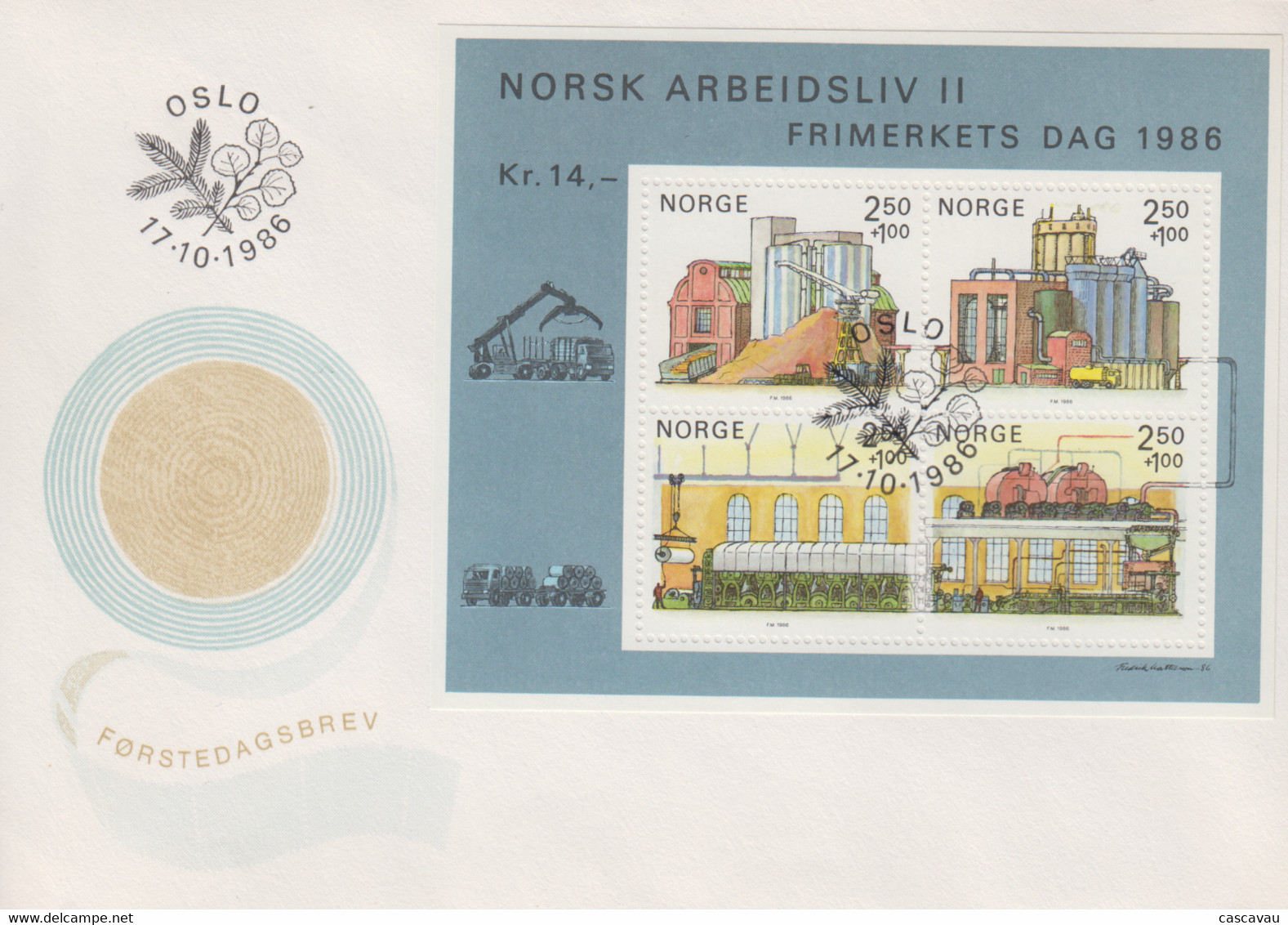 Enveloppe  FDC   1er   Jour   NORVEGE  Bloc  Feuillet   Journée  Du  Timbre   1986 - FDC