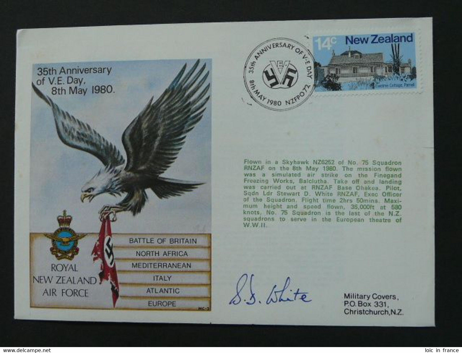 Lettre Commemorative Cover New Zealand Royal Air Force RAF Signée Signed Ref 397 - Briefe U. Dokumente