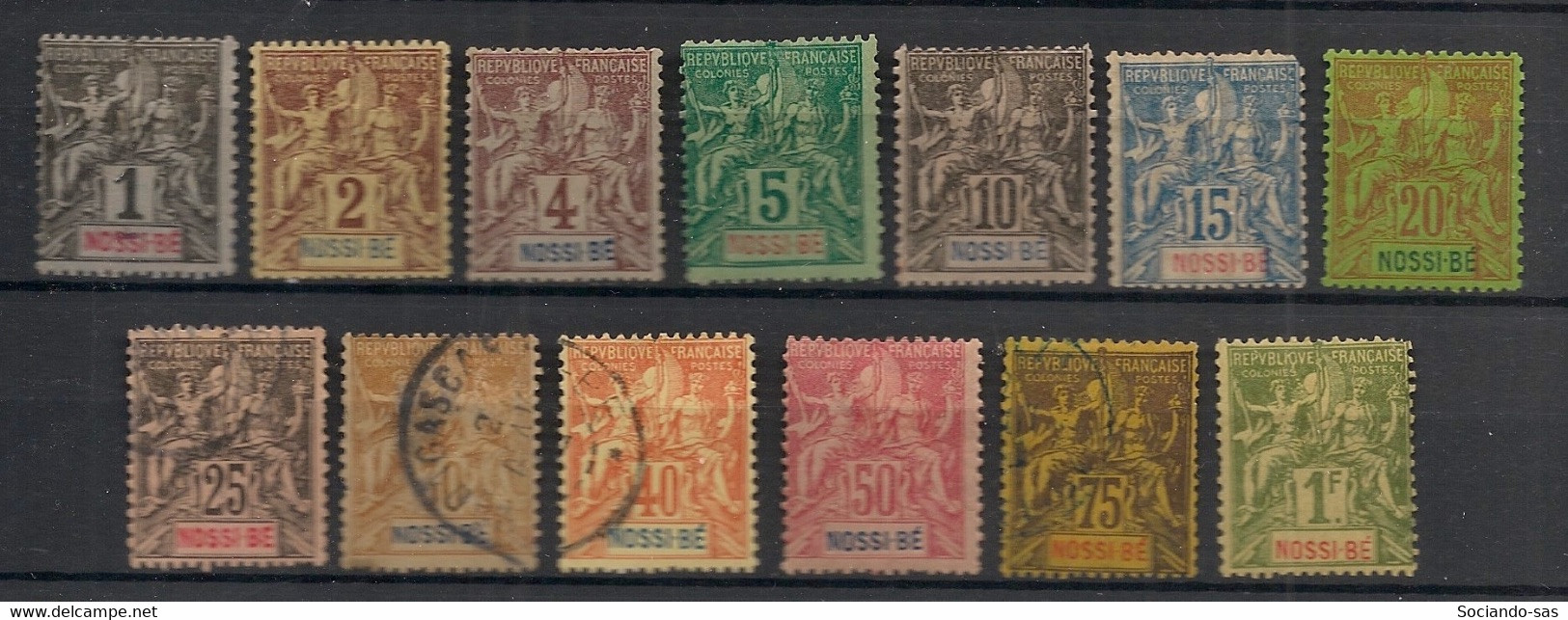 Nossi Bé - 1894 - N°Yv. 27 à 39 - Type Groupe - Série Complète - * / O - Neufs