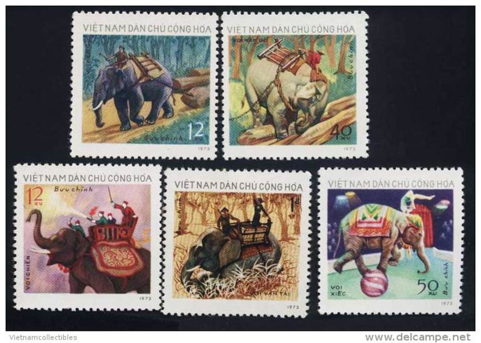 North Vietnam Viet Nam MNH Stamps 1974 : Vietnamese Elephants / Elephant / Timber / Circus (Ms285) - Vietnam