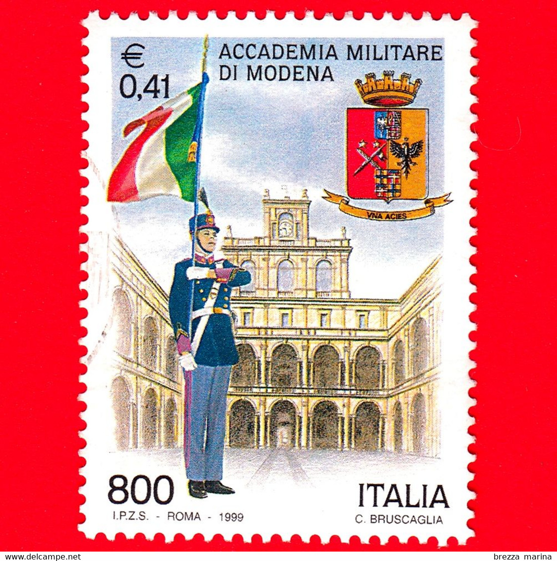 ITALIA - Usato - 1999 - Accademia Militare Di Modena - Cortile D'onore E Cadetto Dell'accademia - 800 L. - 0,41 - 1991-00: Oblitérés