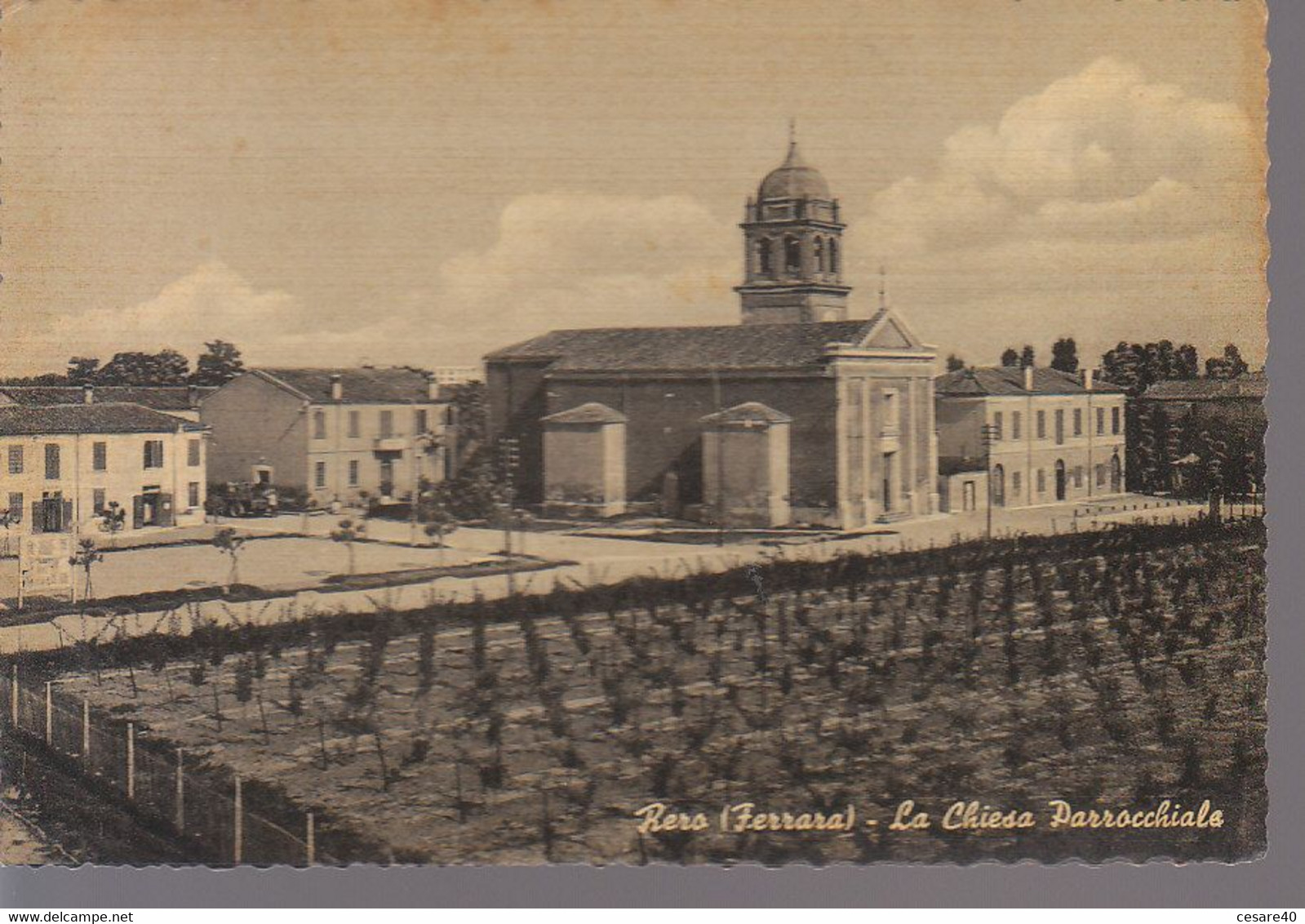 ITALIA - RERO Di Tresigallo (ferrara) . La Chiesa, Appena Animata, For. Grande, Opaca Anni 40/50 - AG21-39 - Autres & Non Classés