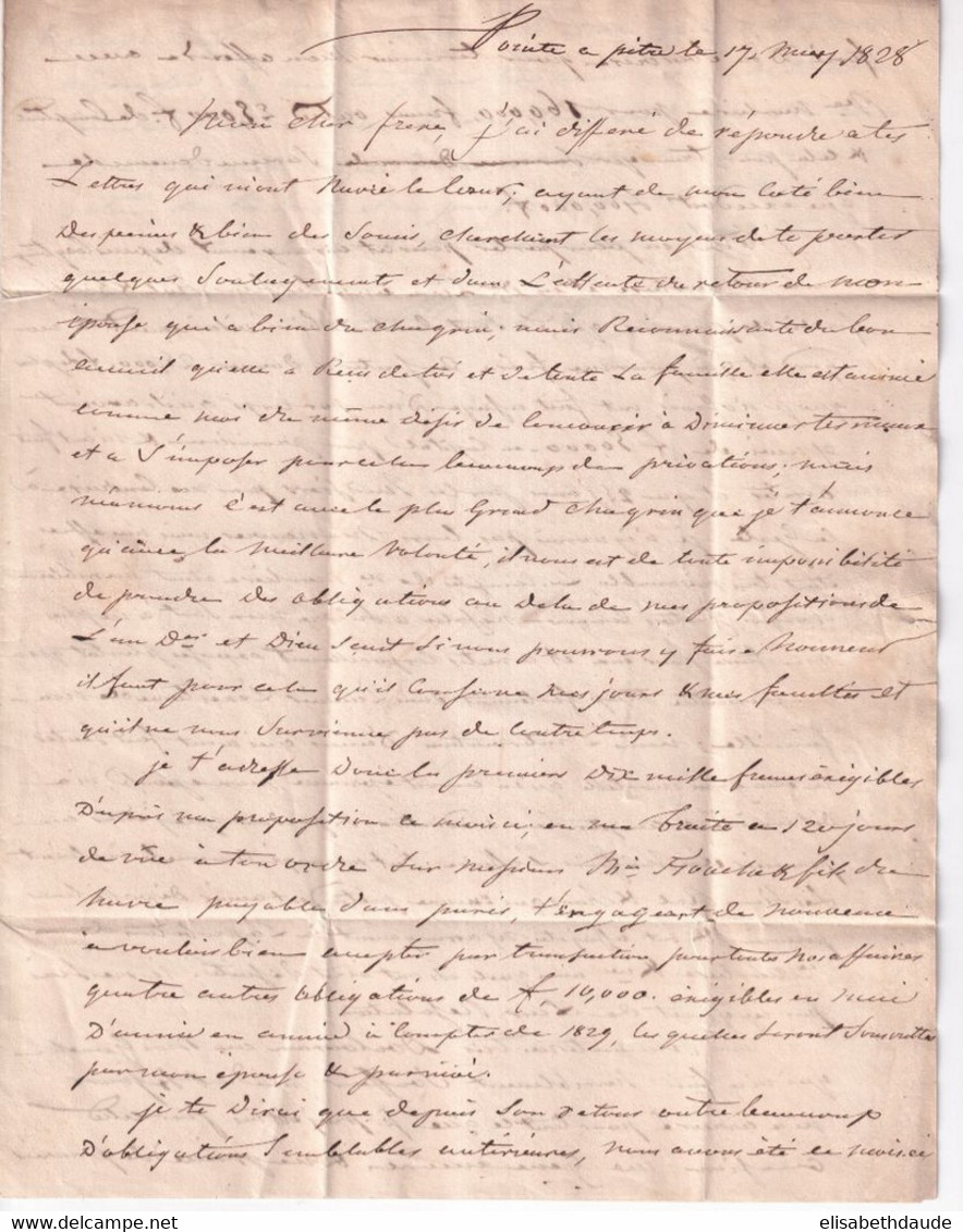 1828 - GUADELOUPE - ENTREE MARITIME PAYS D'OUTREMER Par BORDEAUX Sur LETTRE De POINTE à PITRE => CLERMONT-FERRAND - Posta Marittima