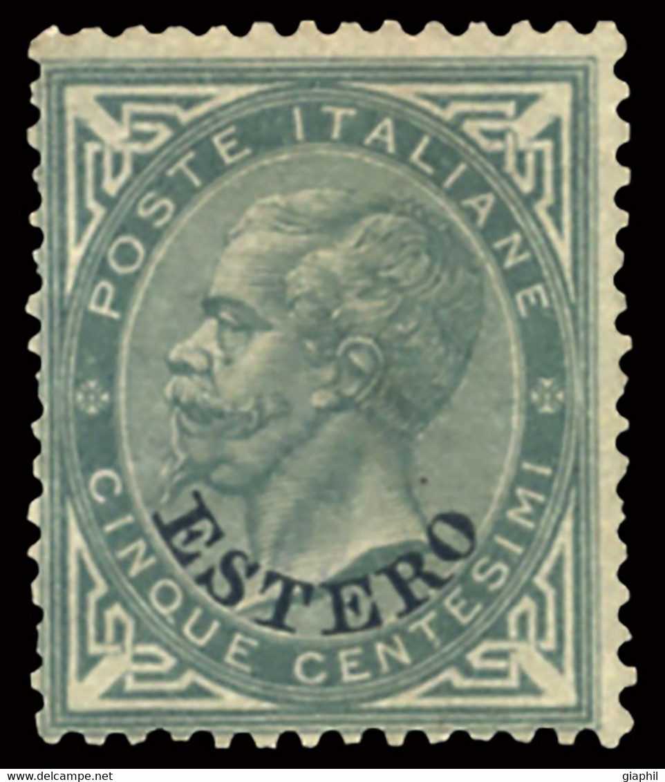 ITALIA UFFICI POSTALI ALL'ESTERO EMISSIONI GENERALI 1874 5 CENT. (Sass. 3) NO GUM - Emissions Générales