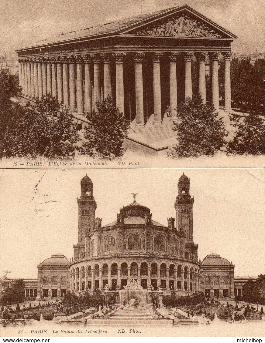 2 Cartes-vues De Paris Vers Un Médecin Et Un Pharmacien à Calais (1915) - Cachet D'arrivée P.M.B. - Belgische Armee