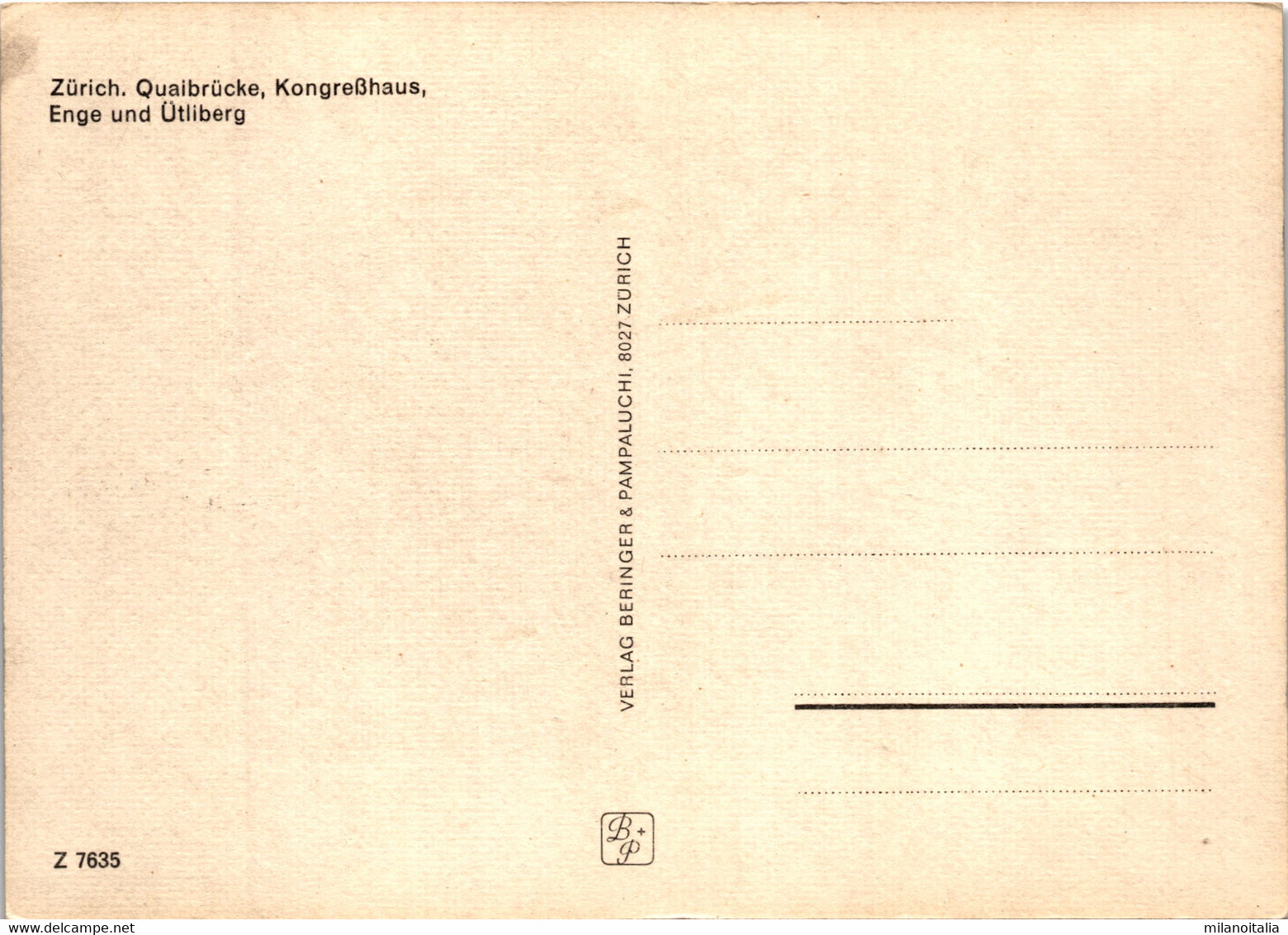Zürich - Quaibrücke, Kongreßhaus, Enge Und Ütliberg (7635) - Enge