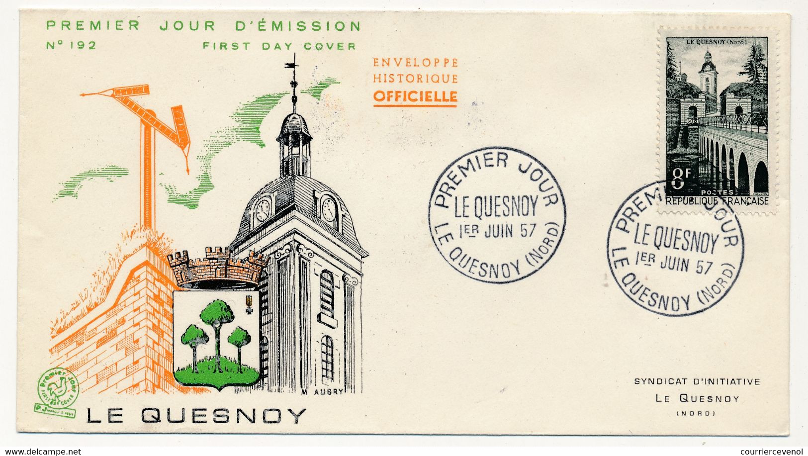 FRANCE - Enveloppe FDC - 8F Le Quesnoy - 1er Jour - 1er Juillet 1957 - 1950-1959