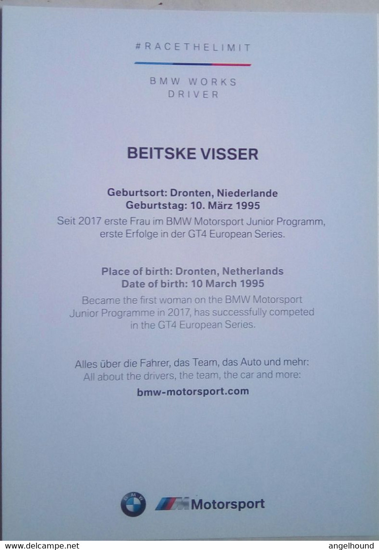 Beitske Visser ( First Woman Driver In BMW Motorsports) - Trading Cards