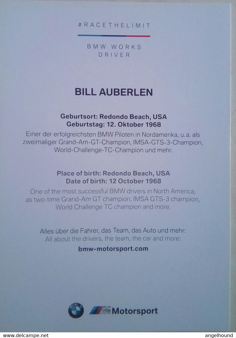 Bill Auberlen ( BMW Mororsports Driver) - Tarjetas