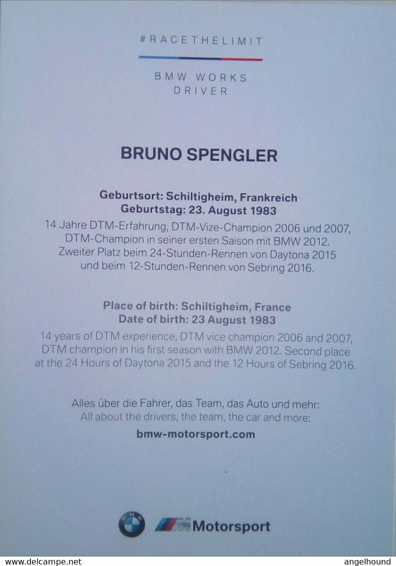 Bruno Spengler ( BMW Motorsports Driver) - Tarjetas