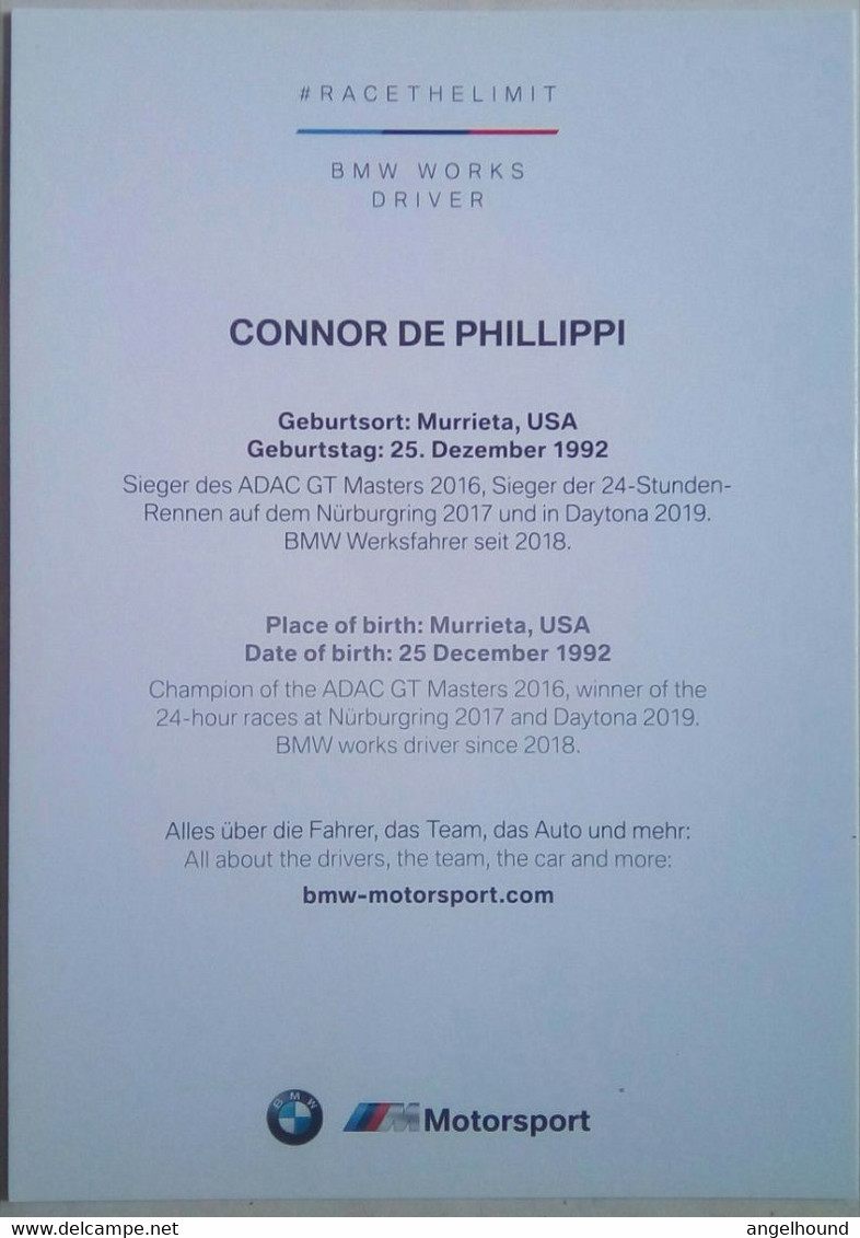 Connor De Phillippi ( BMW Motorsports Driver) - Tarjetas