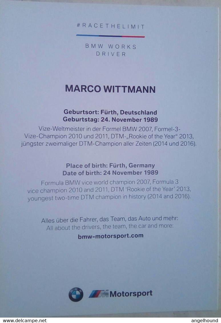 Marco Wittmann ( BMW Motorsports Driver) - Trading-Karten