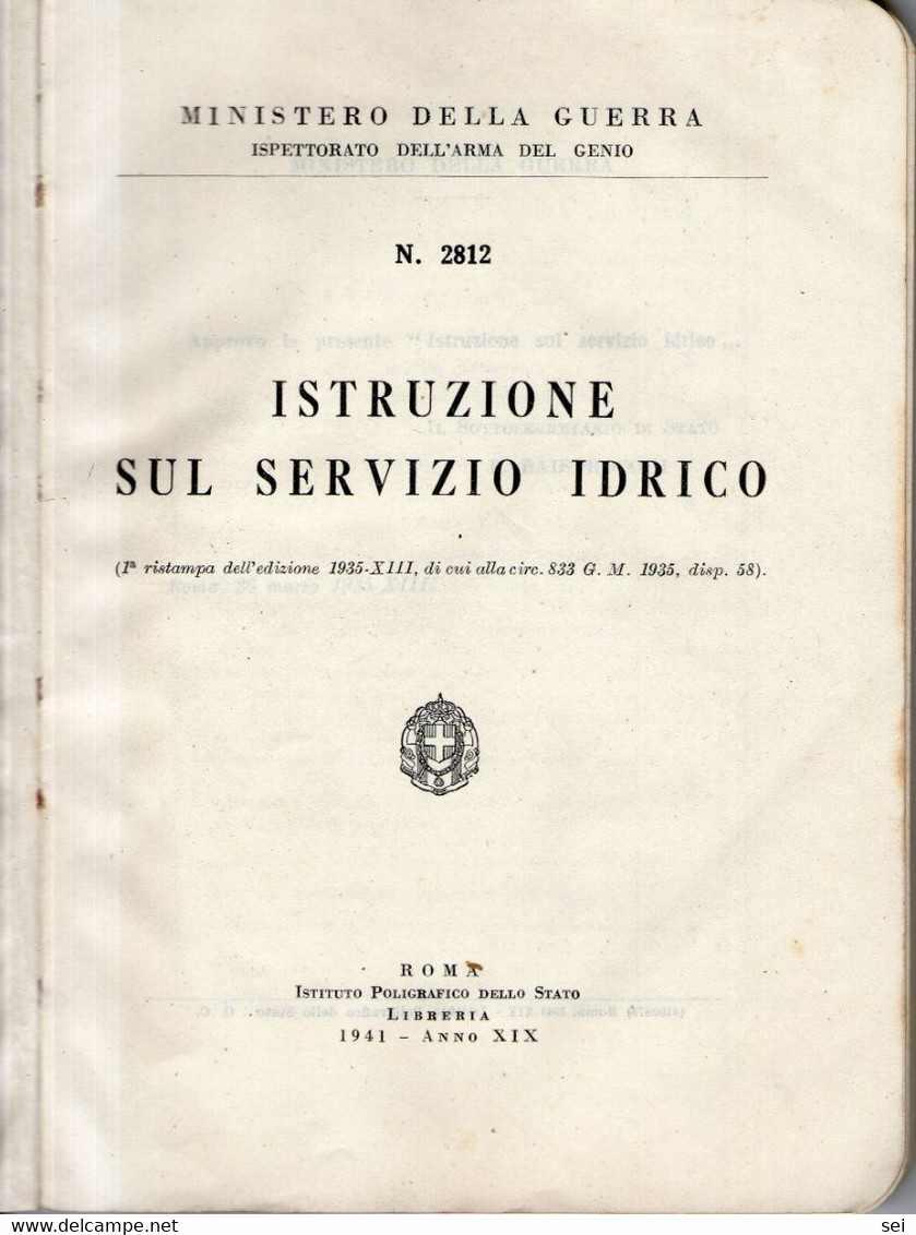 B 4393 - Libro, Militaria, Genio Idrico - Guerra 1939-45