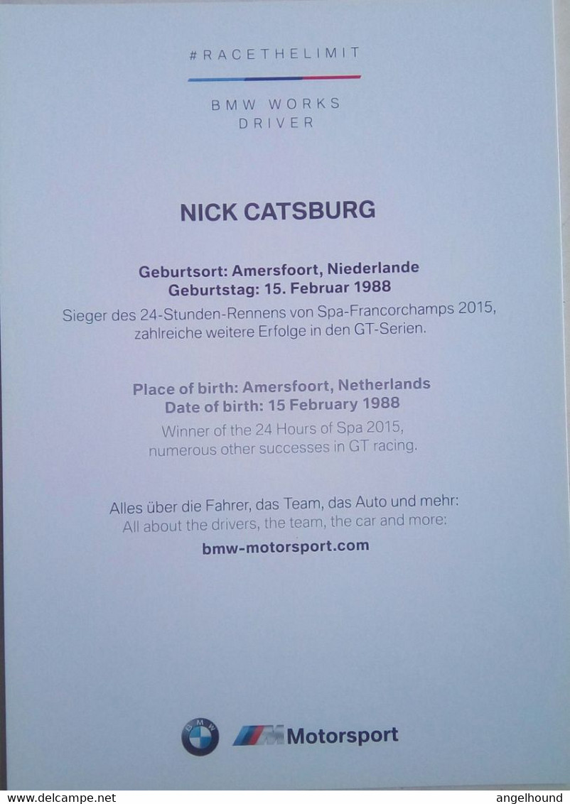 Nick Catsburg ( BMW Motorsports Driver) - Trading-Karten