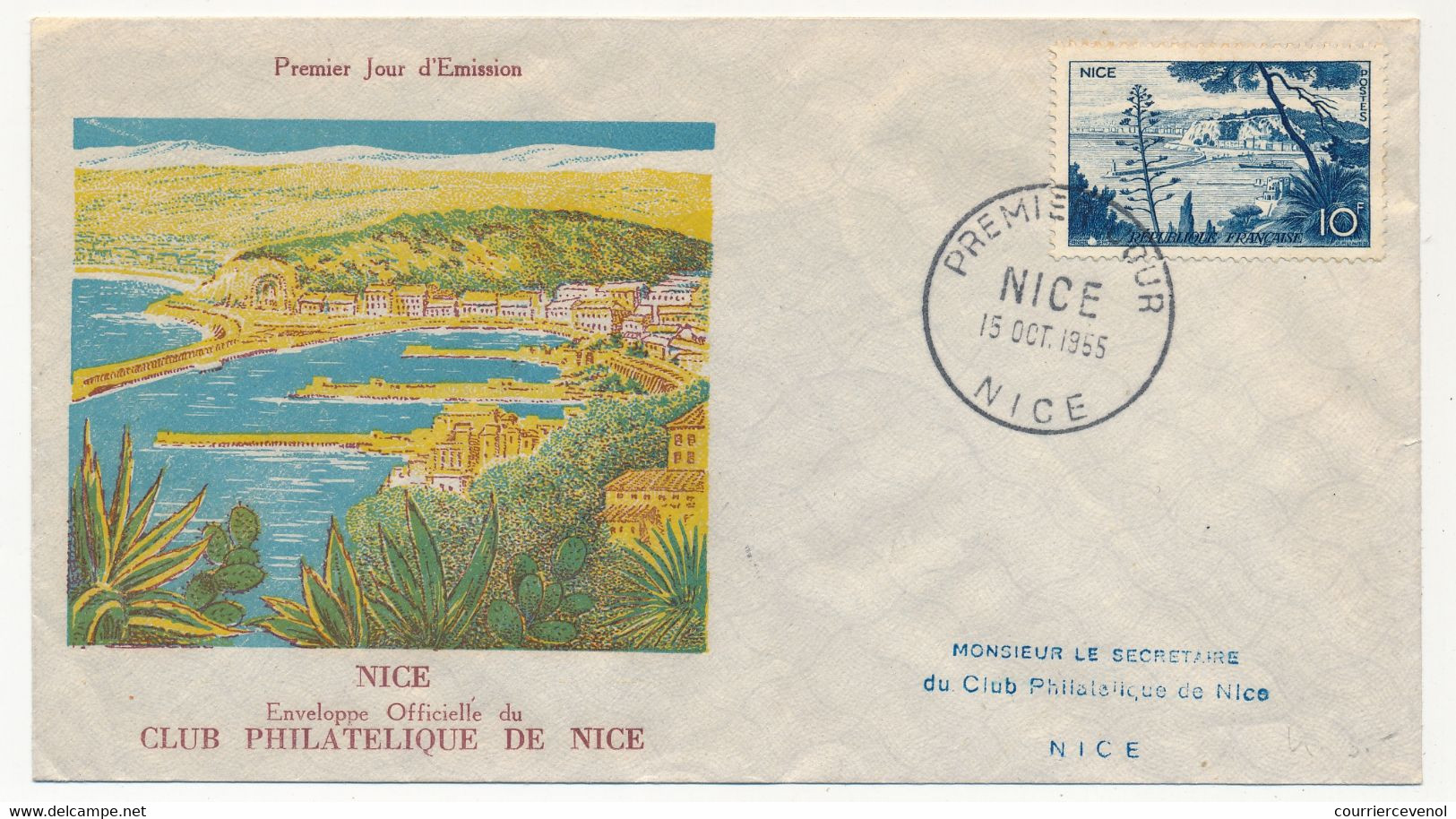 FRANCE - Enveloppe FDC - 10F NICE - 15 Octobre 1955 - 1950-1959