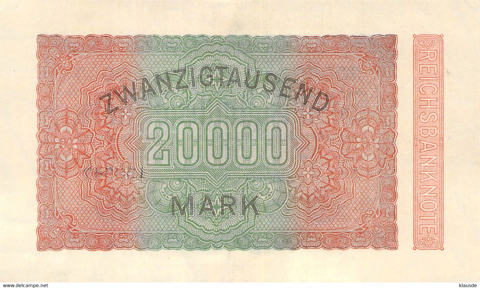 20 000 Mark Reichsbanknote 1923 UNC (I) - 20.000 Mark