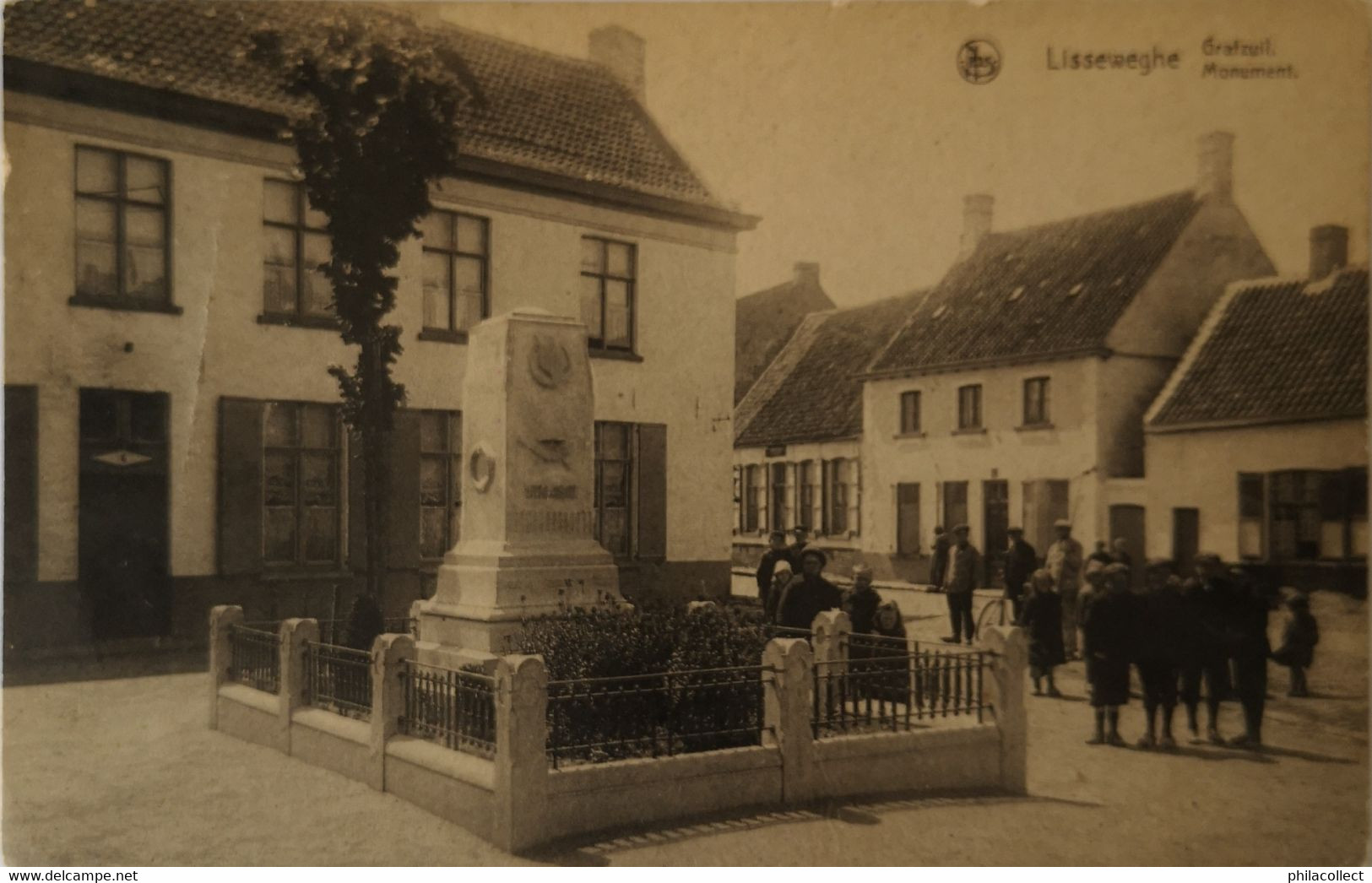 Lisseweghe Bij Brugge // Grafzuil - Monument (met Veel Volk) 19?? - Brugge