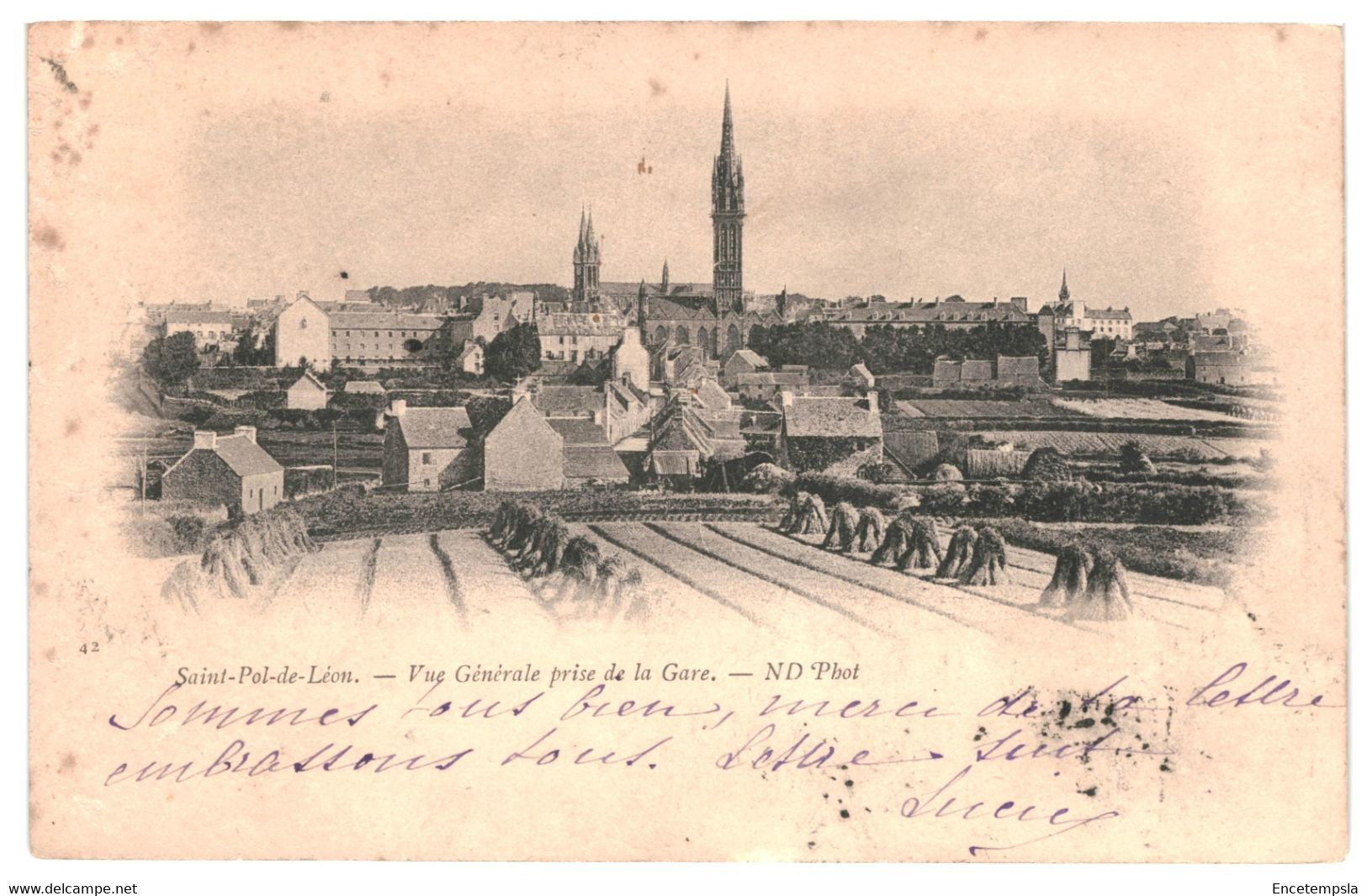 CPA -Carte Postale-France-Saint-Pol-de-Léon-Vue Générale Prise De La Gare  1902  VM35912 - Saint-Pol-de-Léon