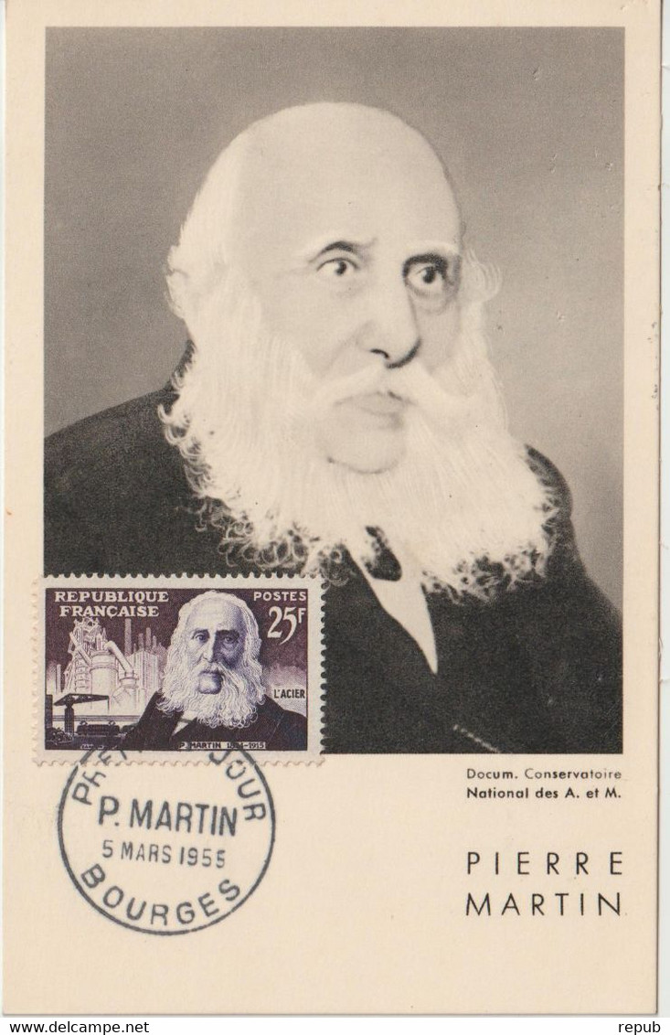 France Carte Maximum 1955 P Martin 1016 - 1950-1959