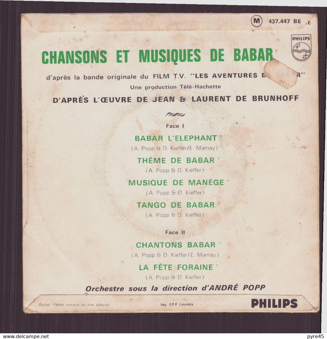 45 T Chansons Et Musiques De Babar - Niños