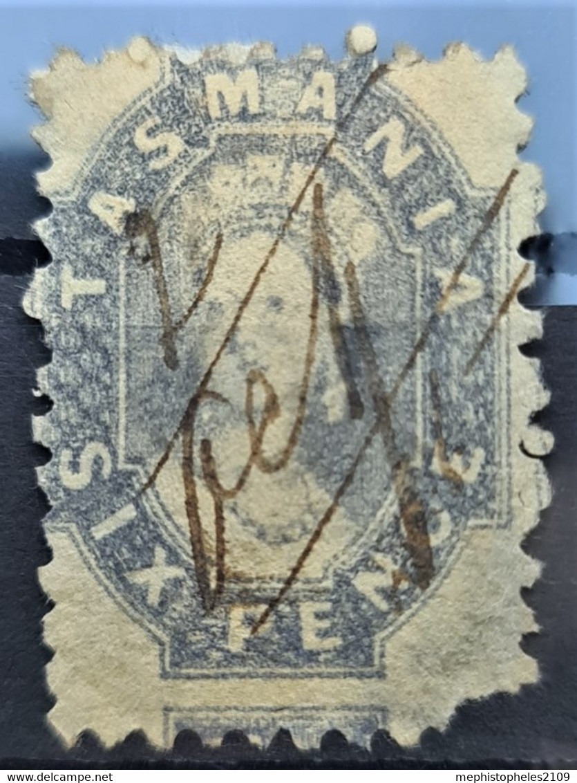 TASMANIA 1864 - Canceled - Sc# 27 - 6d - Oblitérés