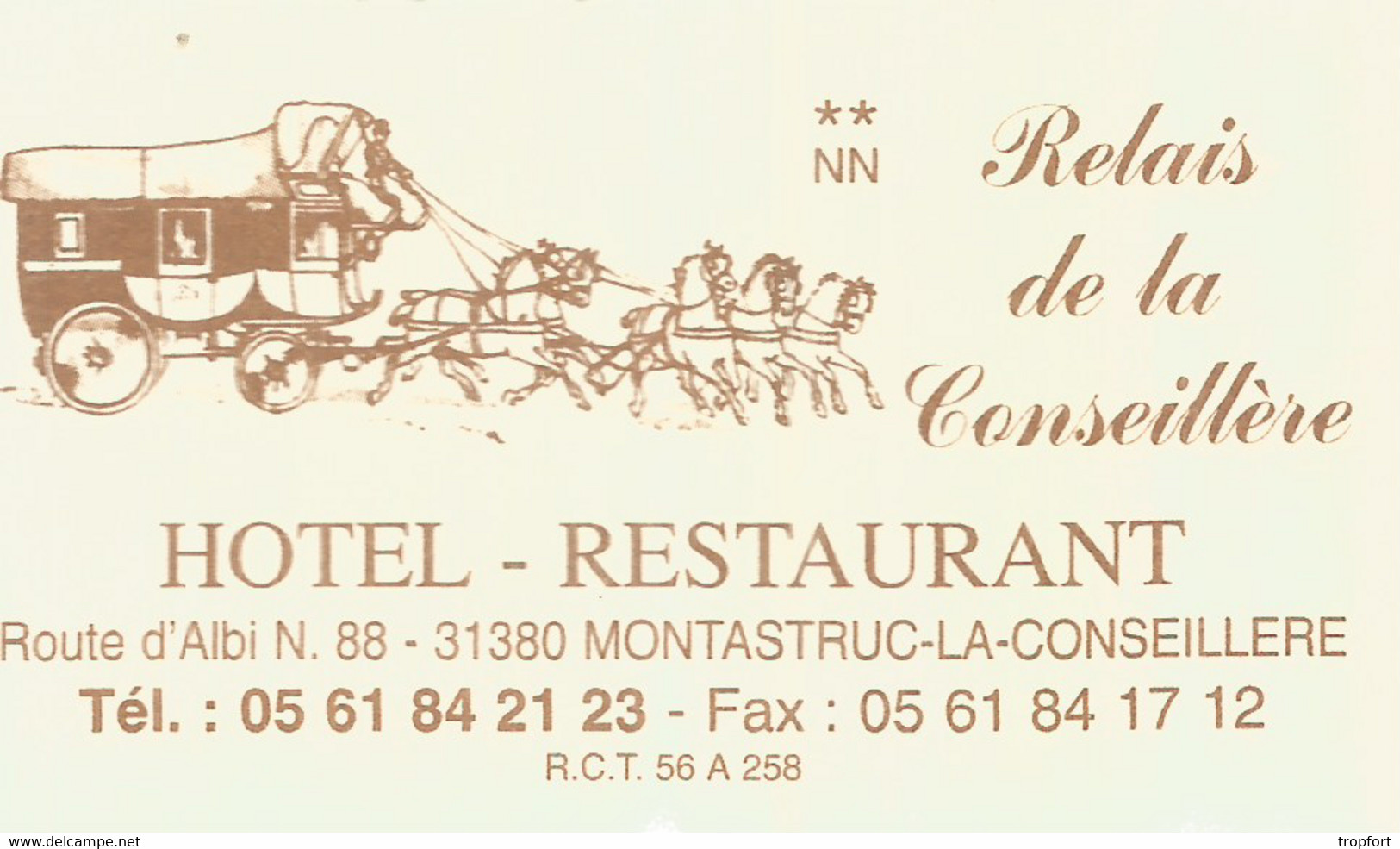 F142 / Carte Publicitaire De Visite PUB Advertising Card / RESTAURANT Relais De La Conseillère MONTASTRUC-LA-CONSEILLERE - Montastruc-la-Conseillère