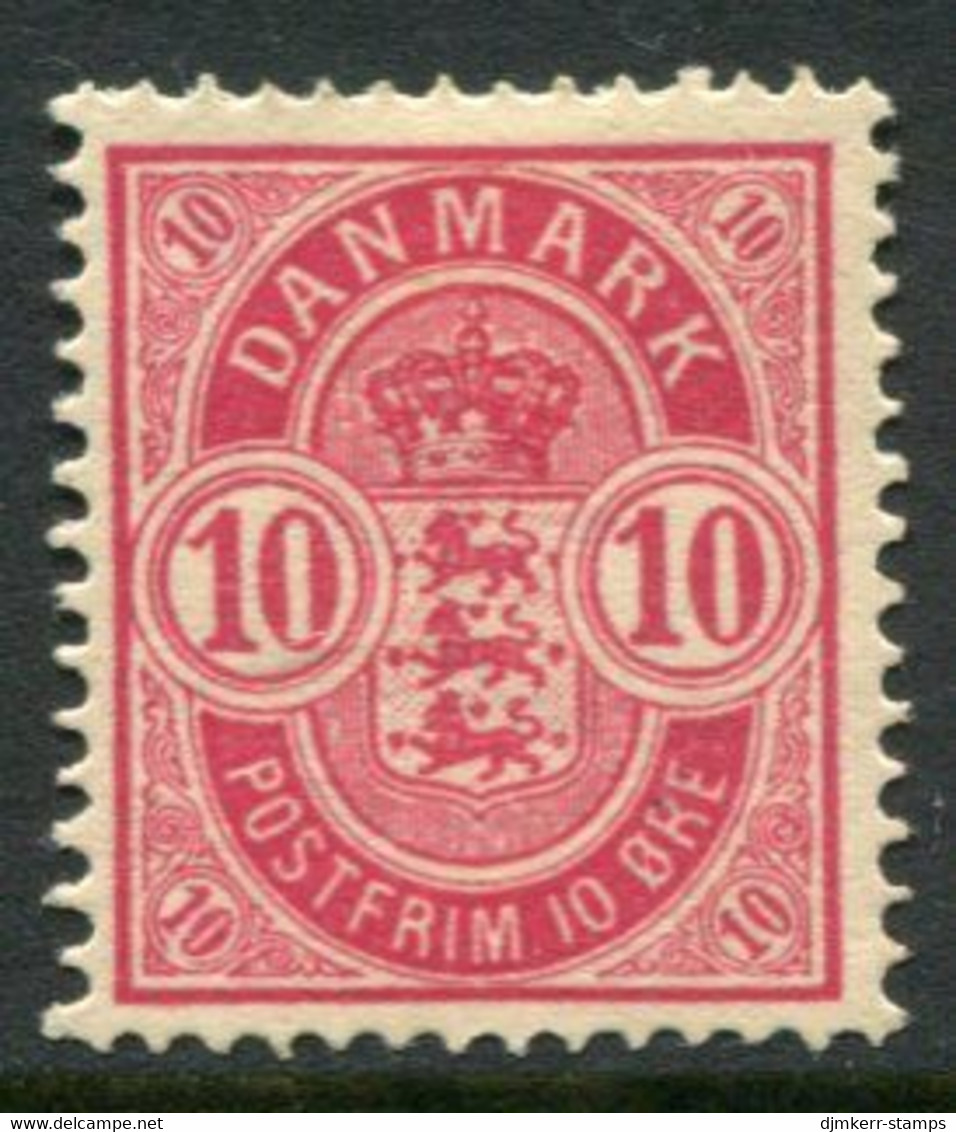 DENMARK 1884 Arms Definitive 10 Øre Perforated 14:13½ MH / * . Michel 3 YAb; SG 93 - Nuevos