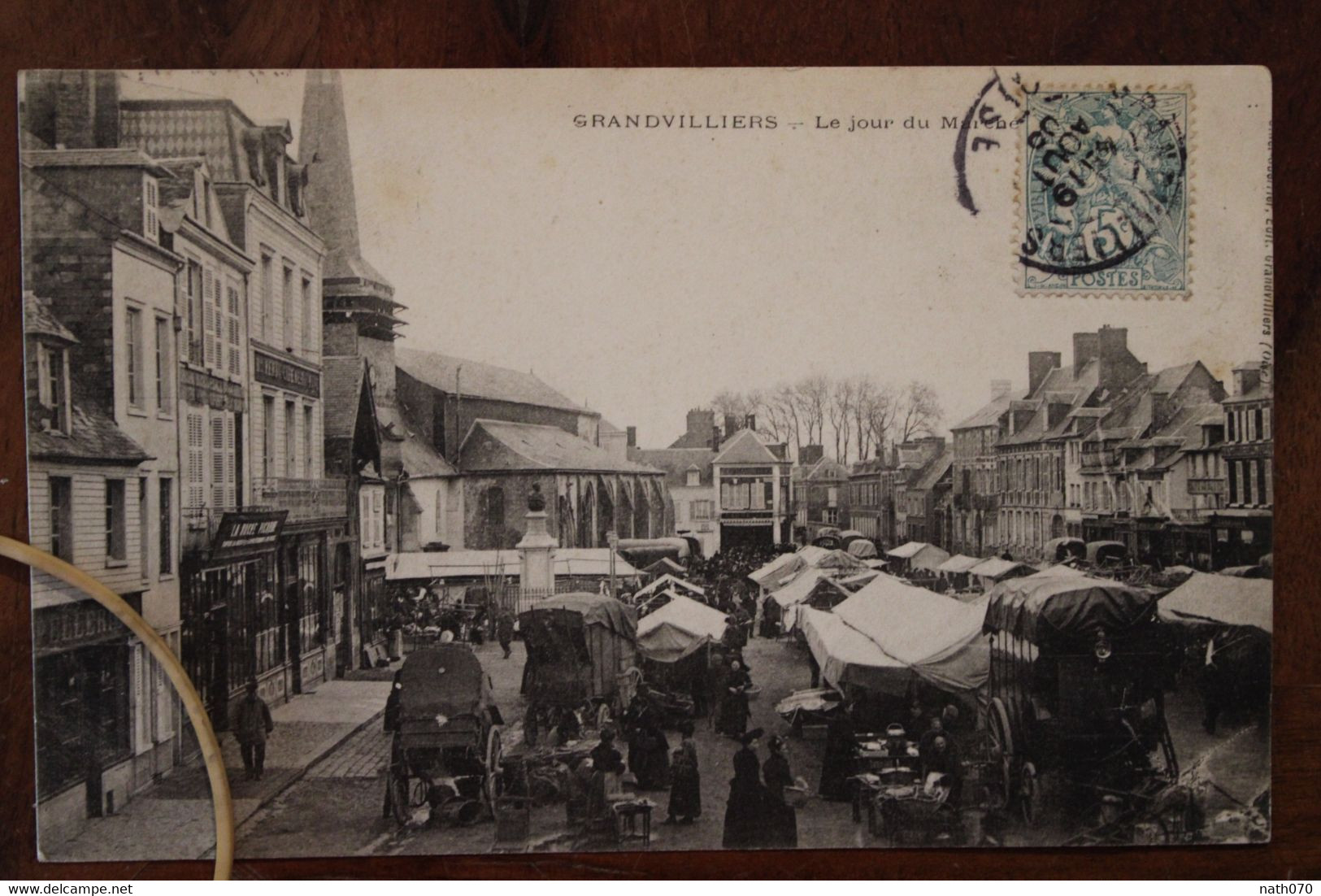 CPA Ak 1906 GRANDVILLIERS Jour De Marché Voyagée Animée Cover 60 Oise - Grandvilliers