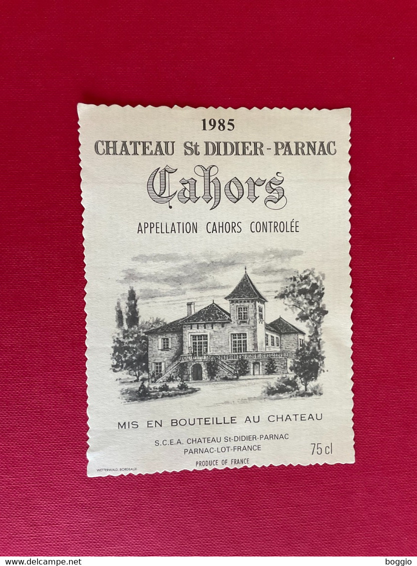 Étiquette De Vin CHÂTEAU ST DIDIER PARNAC CAHORS 1985 - Cahors