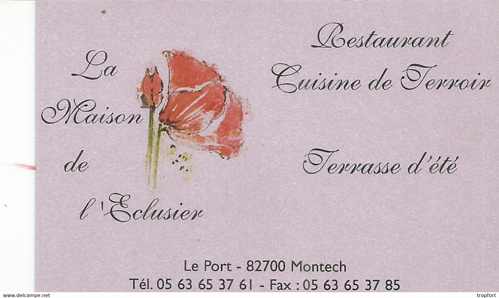 F143 / Carte Publicitaire De Visite PUB Advertising Card /  RESTAURANT La MAISON De L'ECLUSIER 82 MONTECH - Montech