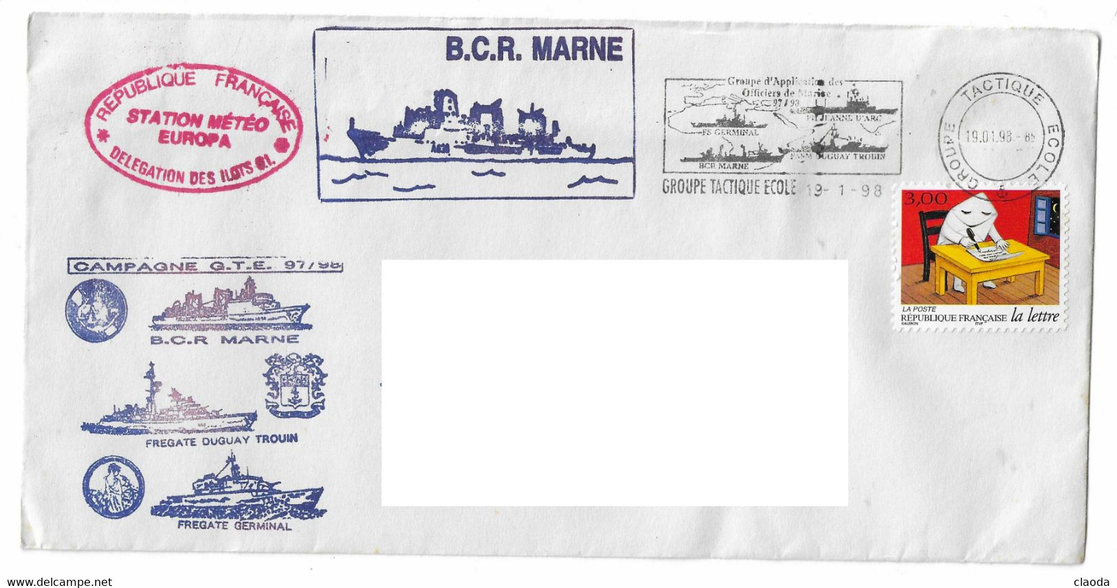 18094 - CAMPAGNE JEANNE D'ARC - GTE 97 - 98 (MARNE - DGT - GERMINAL) STATION METEO EUROPA - Janvier 1998 - Poste Navale