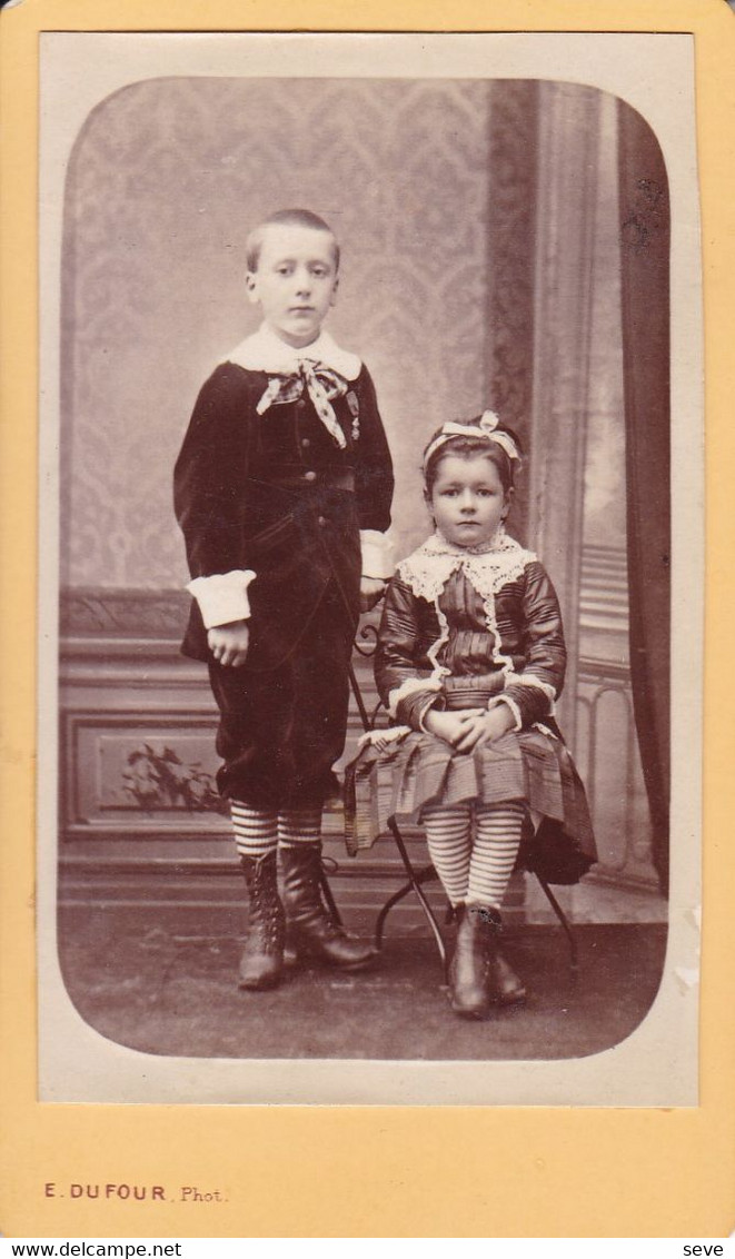 DIJON 1881 Photo CDV D'enfants Par E. DUFOUR Place Saint-Michel 6 à Dijon - Old (before 1900)