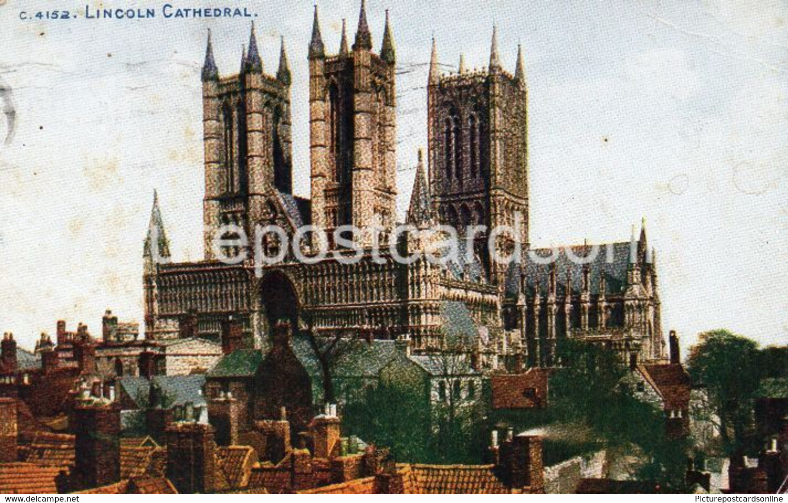 LINCOLN CATHEDRAL OLD COLOUR POSTCARD LINCOLNSHIRE - Lincoln