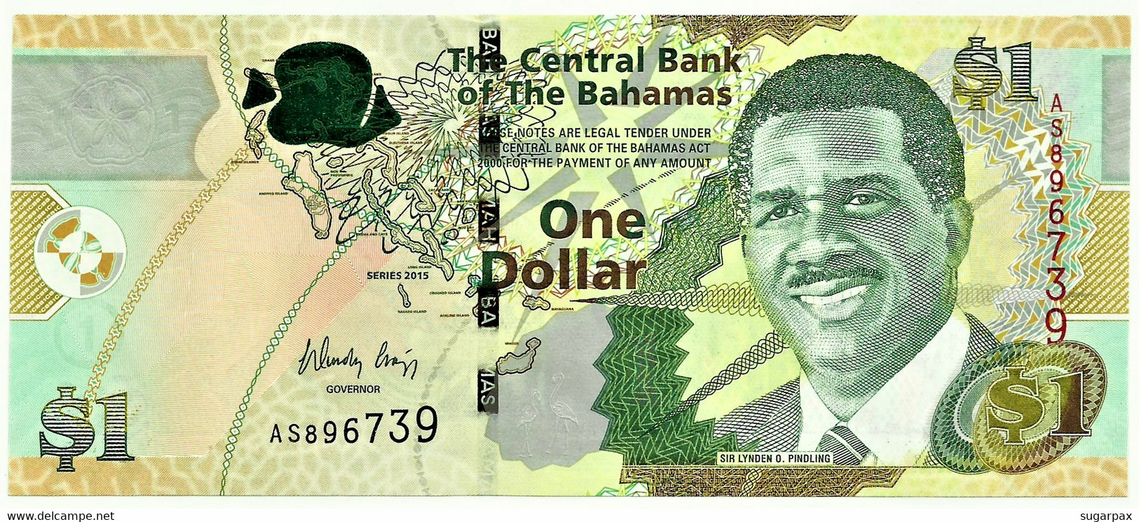 Bahamas - 1 Dollar - 2015 - Pick: 71A - Unc. - Serie AS - Sir Lynden O. Pindling - Bahamas