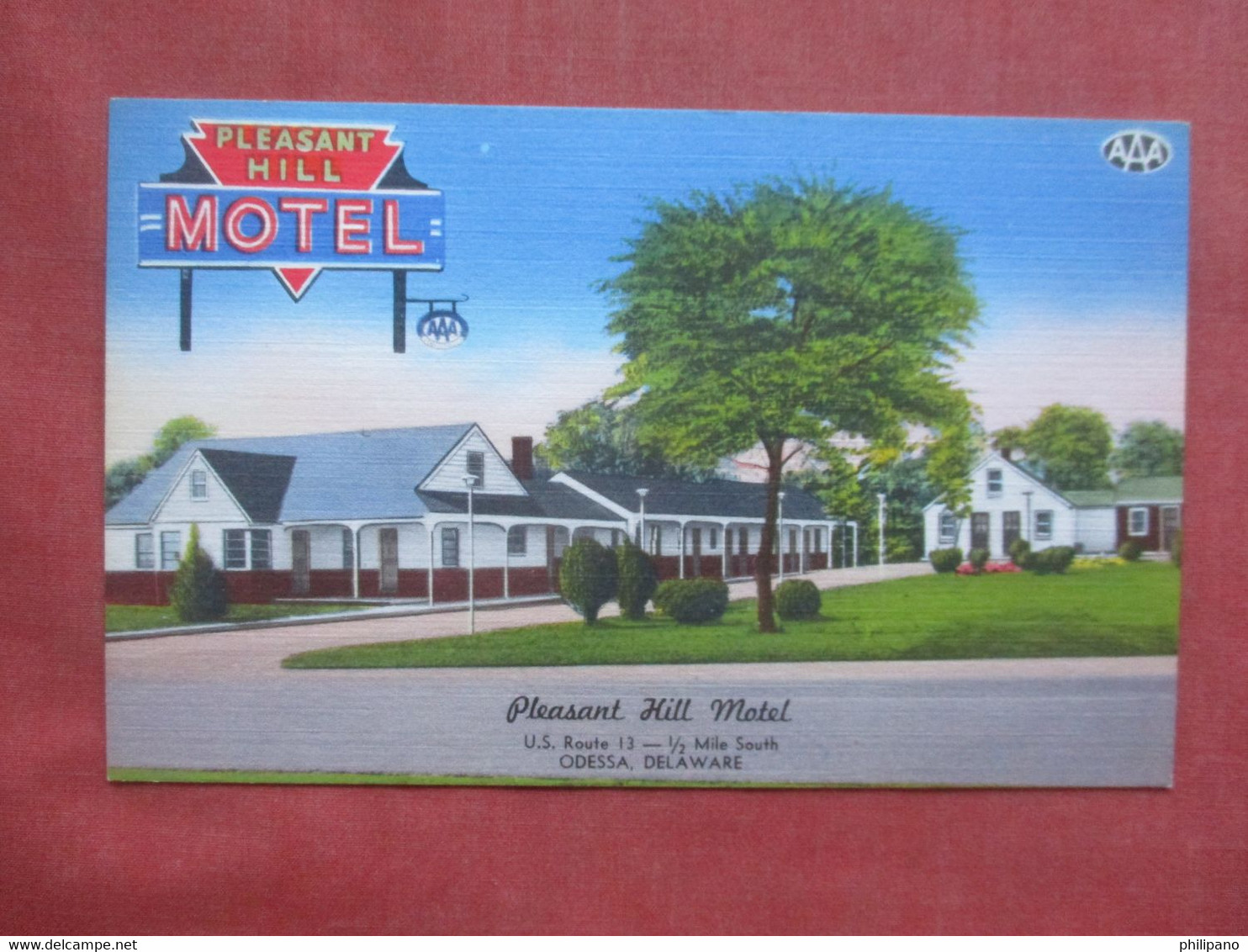 Pleasant Hill Motel   Odessa   Map On Back   - Delaware >        Ref 5087 - Sonstige & Ohne Zuordnung