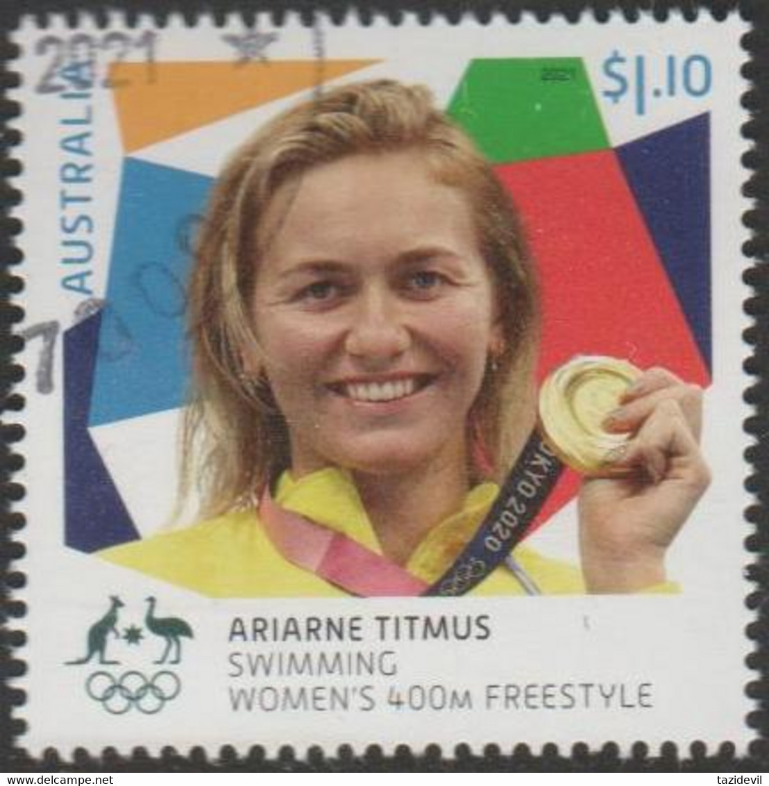 AUSTRALIA - USED 2021 $1.10 Tokyo Olympic Gold Medal Winners: Swimming Women's 400m Freestyle - Used Stamps