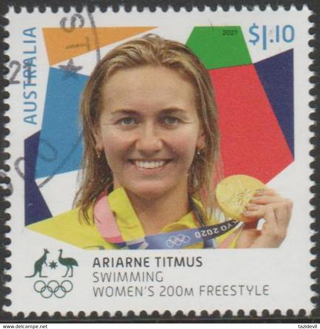 AUSTRALIA - USED 2021 $1.10 Tokyo Olympic Gold Medal Winners: Swimming: Women's 200M Freestyle - Used Stamps