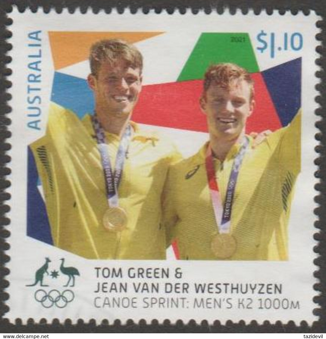 AUSTRALIA - USED 2021 $1.10 Tokyo Olympic Gold Medal Winners: Canoe Sprint: Men's K2 1000M - Usados