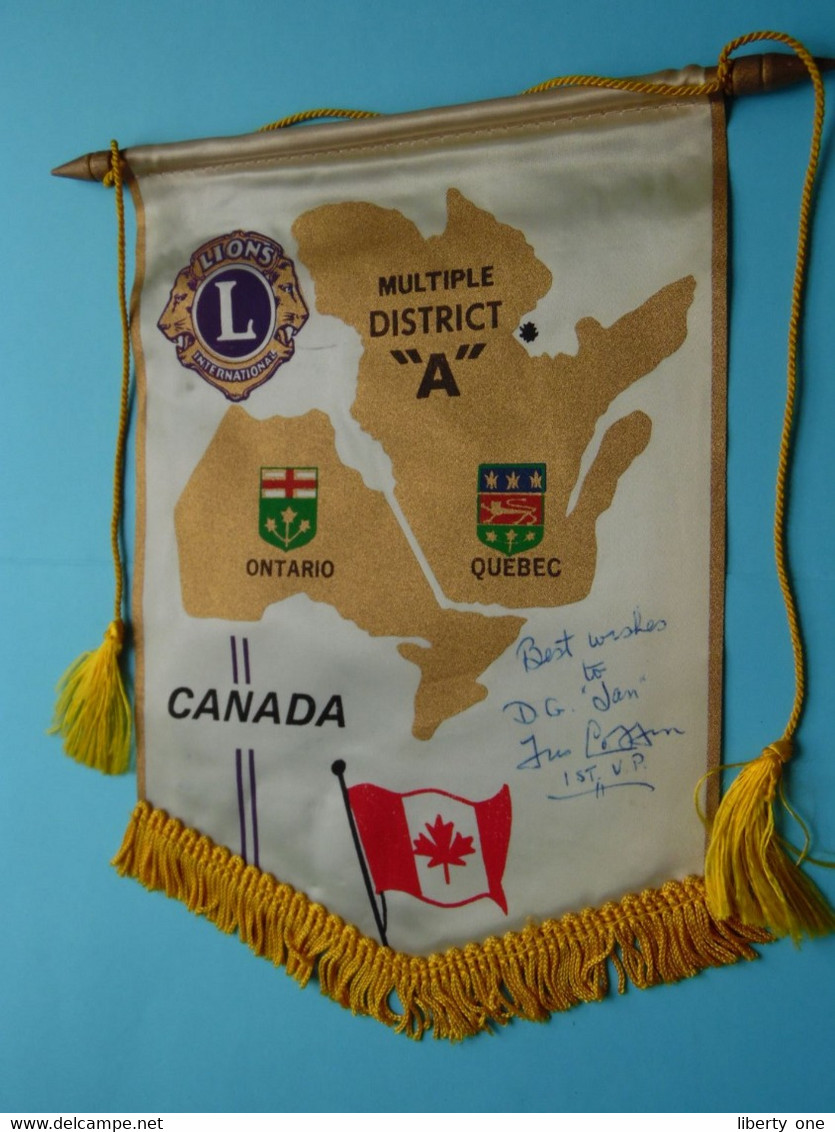 CANADA Multiple District " A " ( With Signature BIC ) > LIONS International ( Ancien / Old > FANION > Wimpel > Pennant ) - Sonstige & Ohne Zuordnung