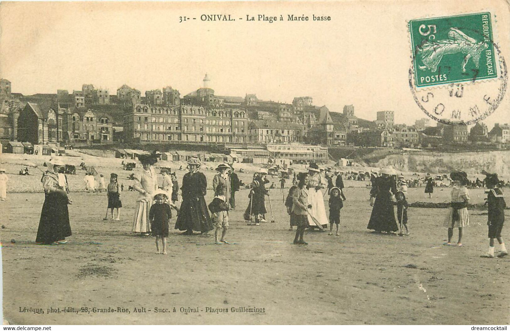 80 ONIVAL. La Plage à Marée Basse Avec Jeu De Croquet Et Tennis 1910 - Onival