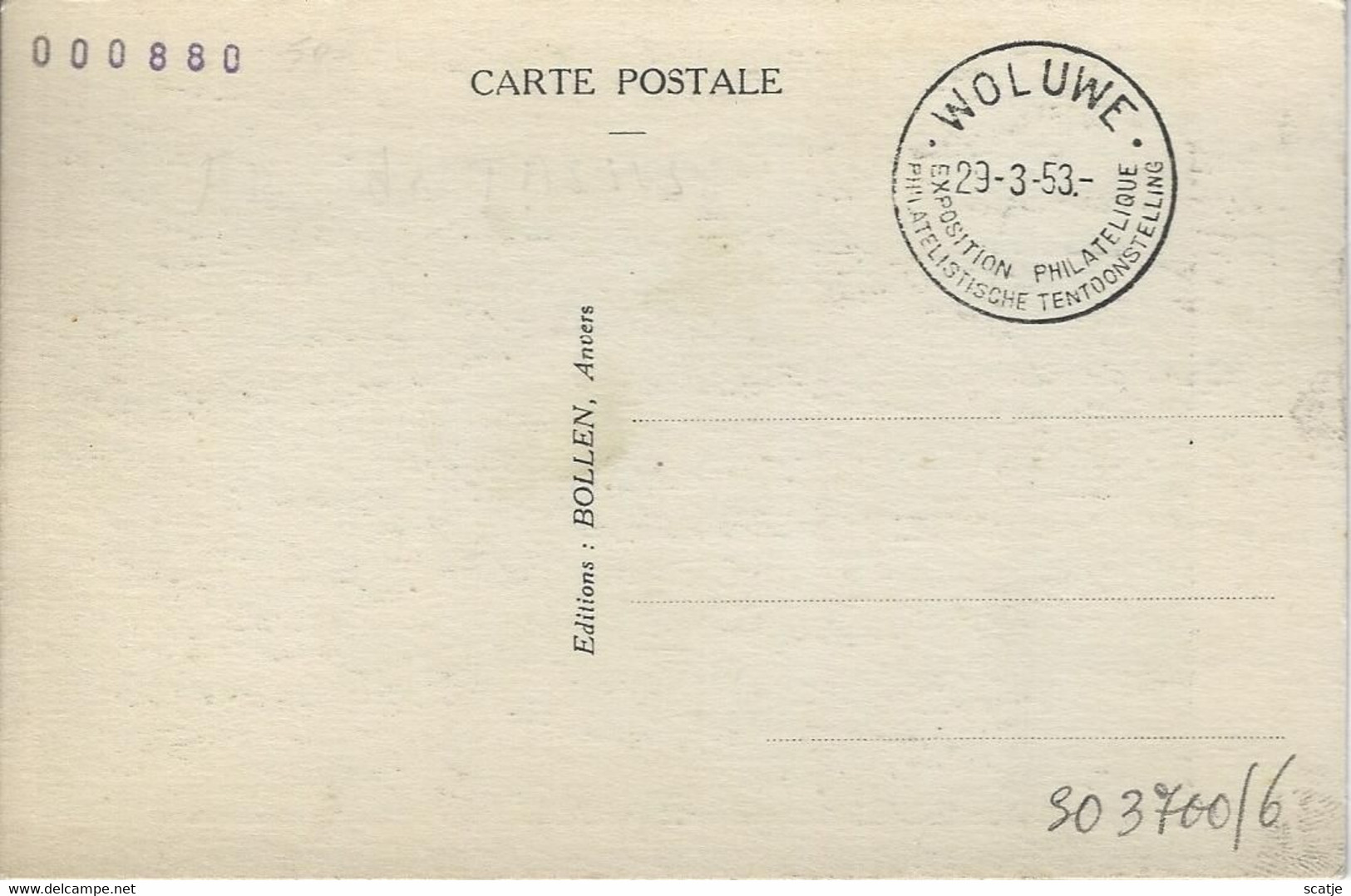 880   -   Maximumkaart   -    Fr. Van Tassis  -   Philatelistische Tentoonstelling   -   1953   Woluwe - 1951-1960