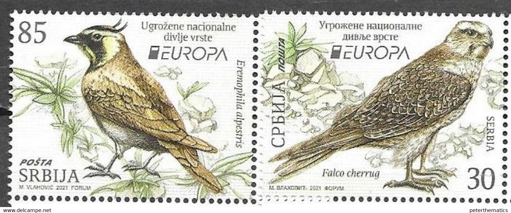 SERBIA, 2021, MNH, EUROPA, ENDANGERED WILDLIFE, BIRDS, 2v - 2021