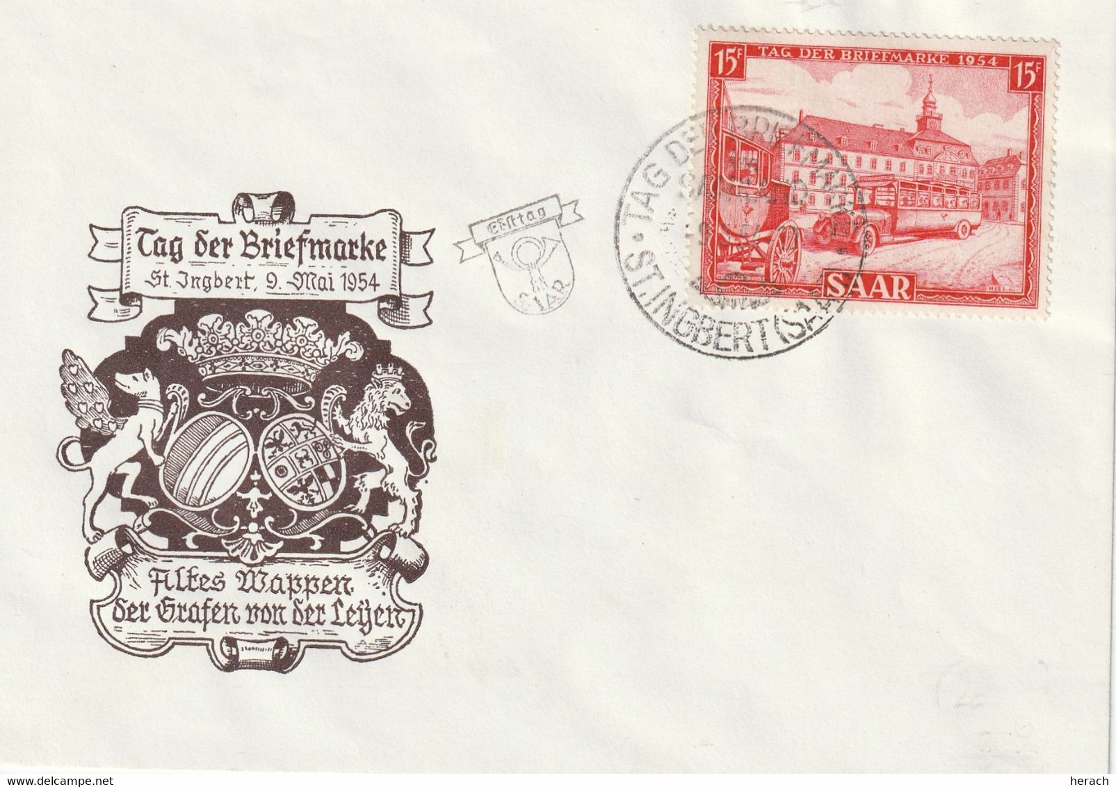 Sarre FDC Journée Du Timbre Lettre ST Ingbert 1954 - FDC